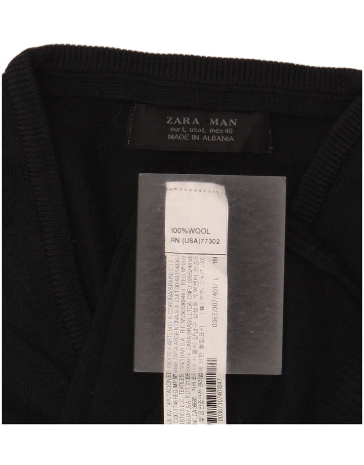 ZARA Mens Vest Tank Top Large Bleu Marine Laine