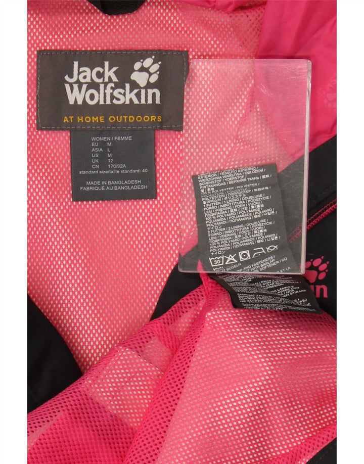 Jack Wolfskin Veste de pluie à capuche pour femme UK 12 Medium Noir Polyester