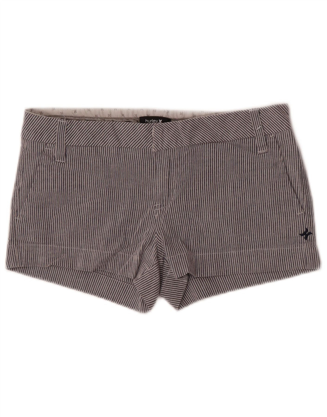 Hurley Womens Hot Pants US 7 Medium W32 Bleu Rayé Coton