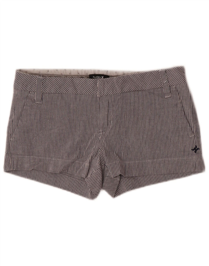 Hurley Womens Hot Pants US 7 Medium W32 Bleu Rayé Coton