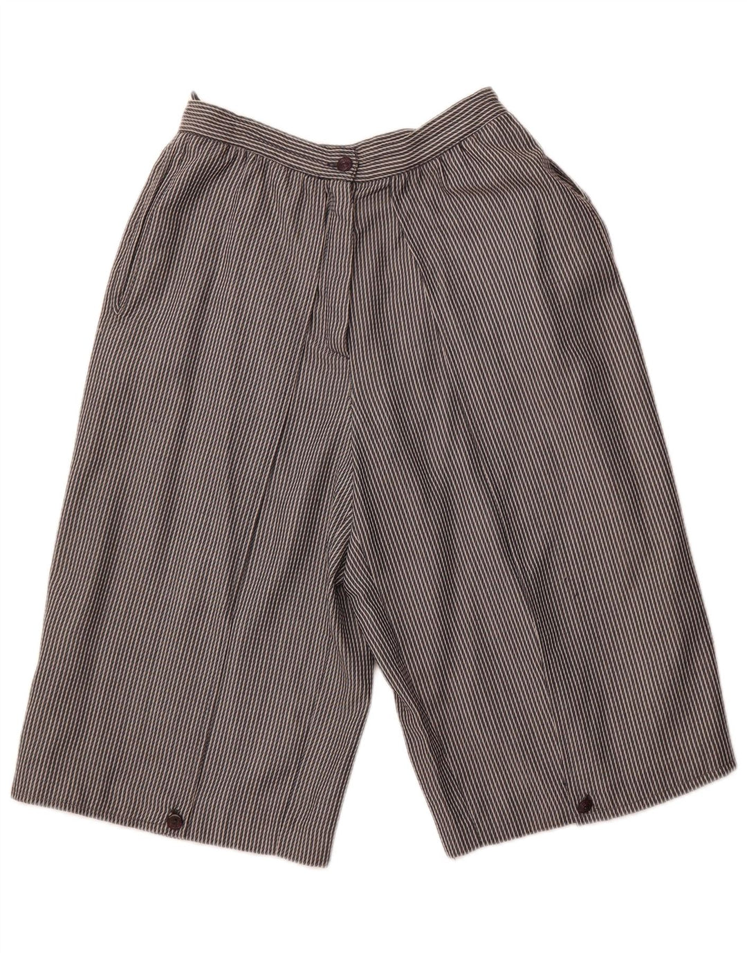 VINTAGE Bermuda taille haute femme IT 44 Medium W26 gris rayé