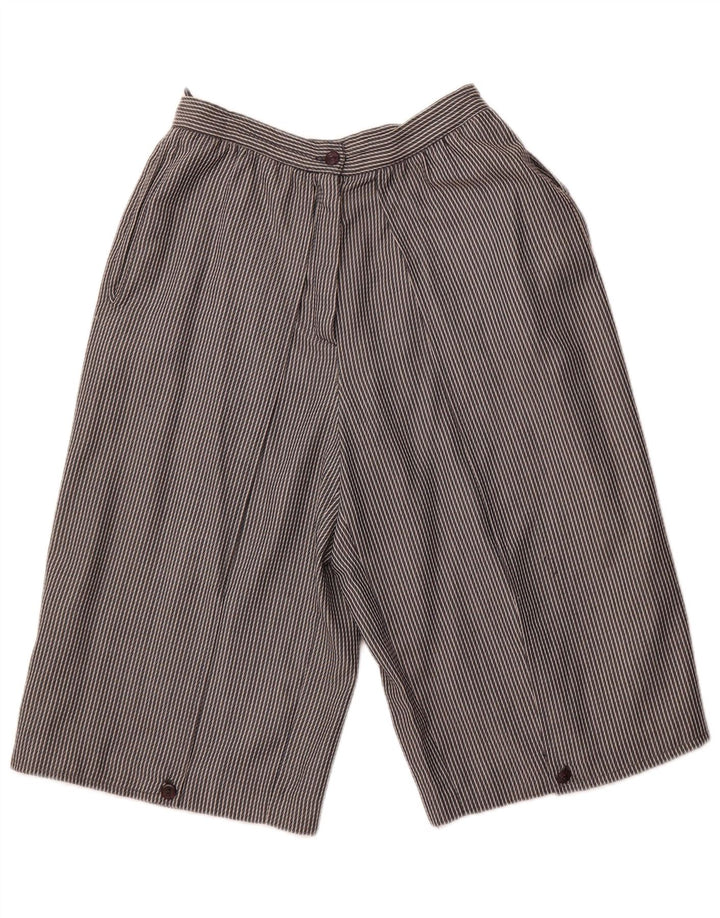 VINTAGE Bermuda taille haute femme IT 44 Medium W26 gris rayé