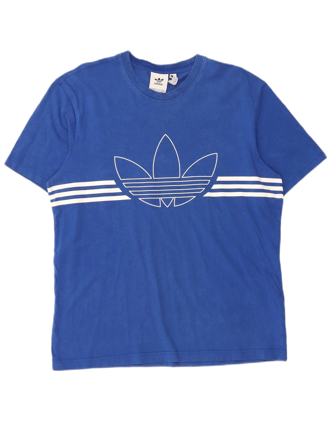 Adidas T-Shirt Graphique Homme Bleu Moyen Rayé Coton