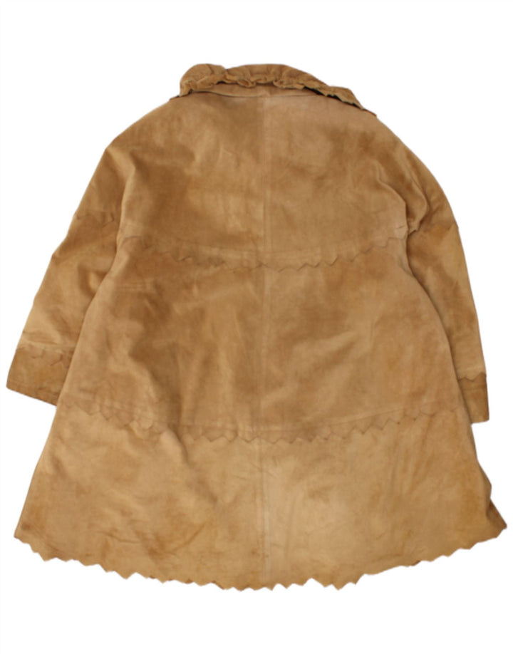 VINTAGE Womens Oversized Suede Overcoat UK 16 Large Brown Leather