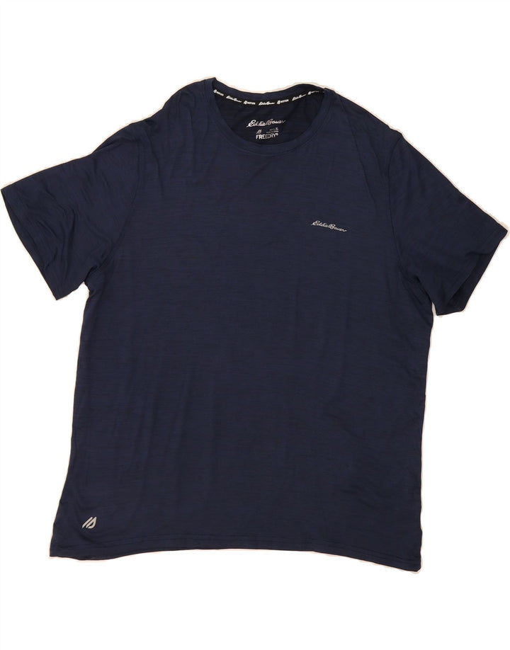 EDDIE BAUER Mens T-Shirt Top XL Navy Blue Flecked Polyester Vintage Eddie Bauer and Second-Hand Eddie Bauer from Messina Hembry 