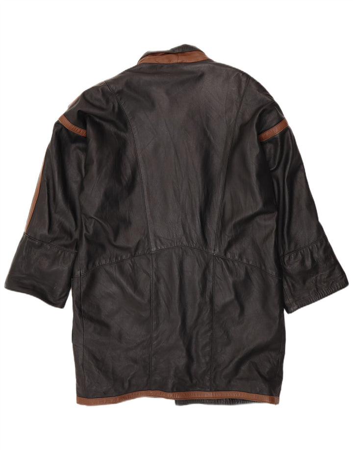 VINTAGE Manteau en cuir pour homme UK 40 Grand colorblock noir