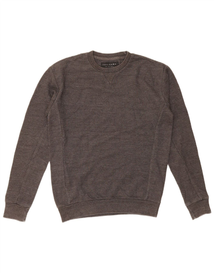 ZARA Homme Sweatshirt Jumper Petit Gris Coton
