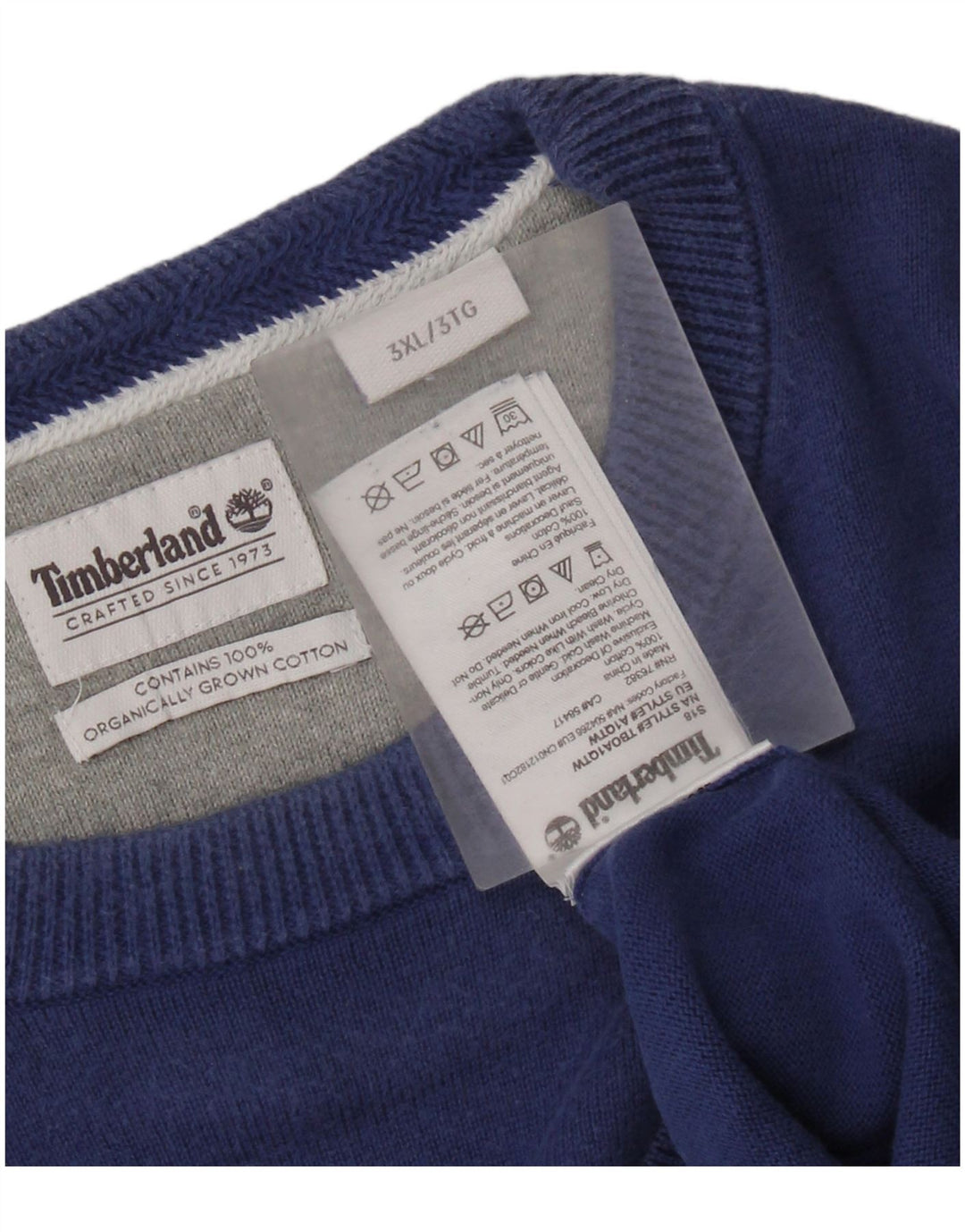 Timberland Pull à col rond pour homme 3XL en coton bleu