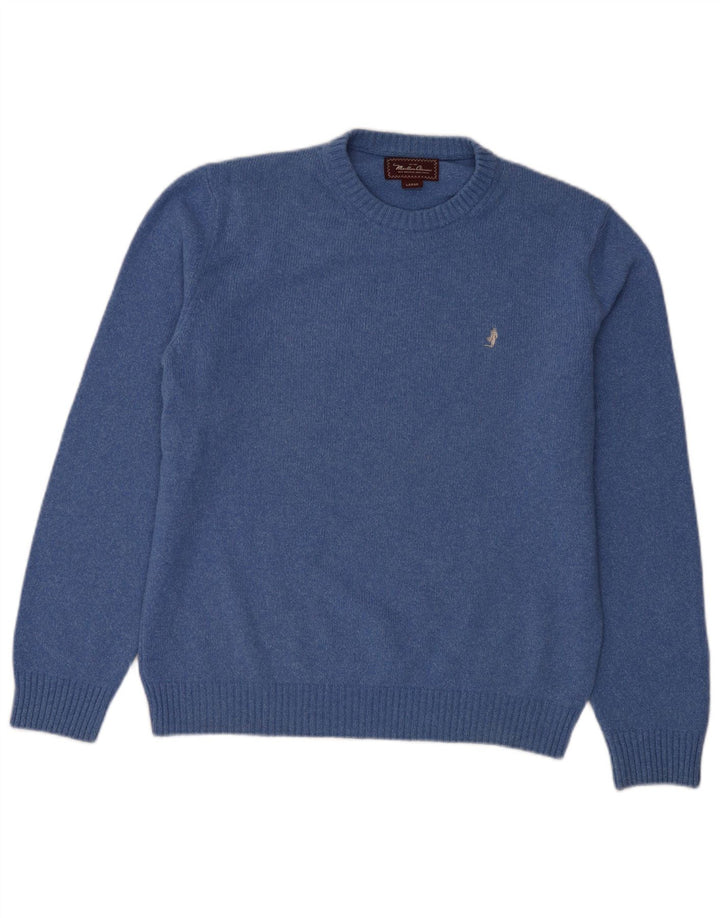 Marlboro Classics Pull à col rond pour homme en laine bleue Taille L