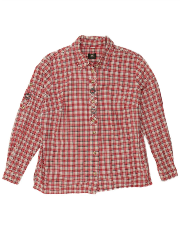 chemise femme vintage UK 16 Grand coton à carreaux rouges
