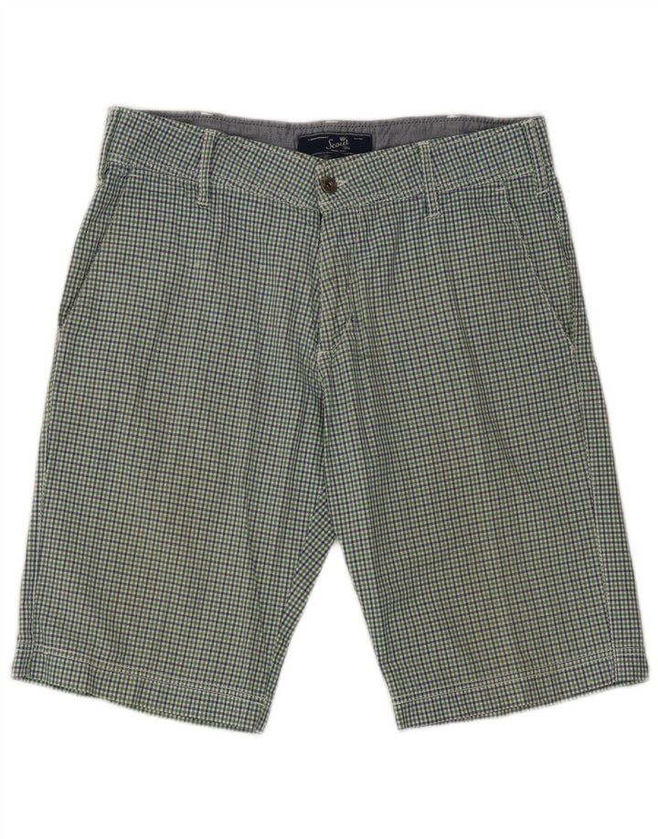 Scout Short Chino Homme Large W34 Coton à Carreaux Vert