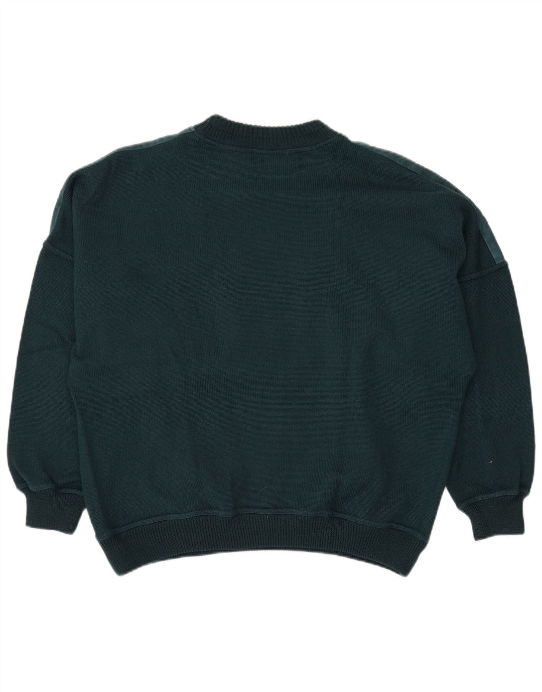 vintage Mens Abstract Pattern Crew Neck Jumper Pull Grand Vert Rétro