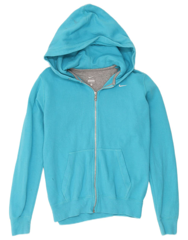 Nike Pull à capuche zippé pour femme UK 12 Bleu moyen Coton