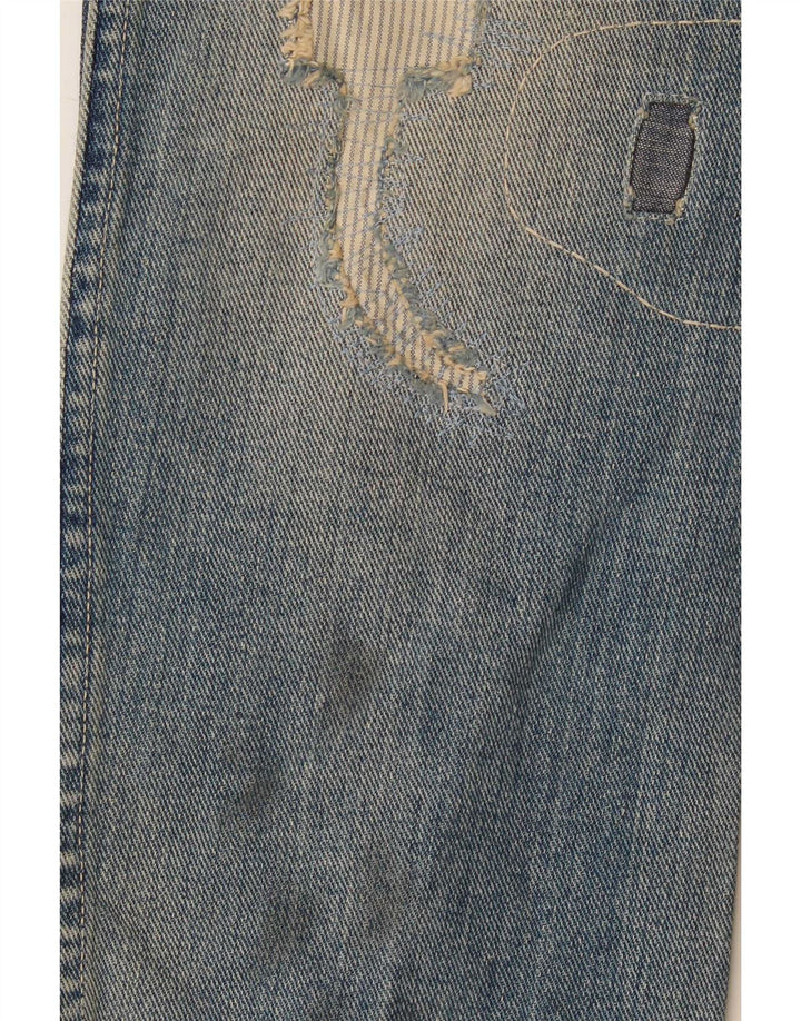 Wrangler Jean droit vieilli pour homme W29 L32 Bleu Patchwork Coton