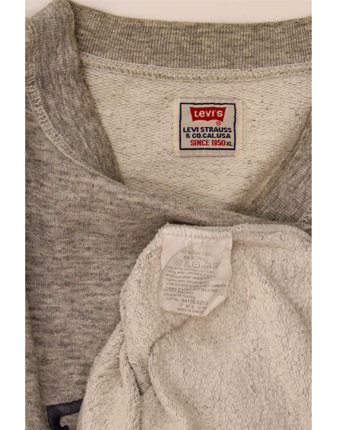 Levi's Graphic Sweatshirt Jumper XL Homme Gris Moucheté Coton