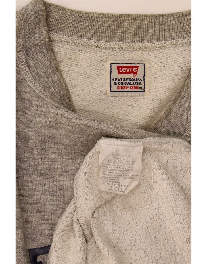 Levi's Graphic Sweatshirt Jumper XL Homme Gris Moucheté Coton