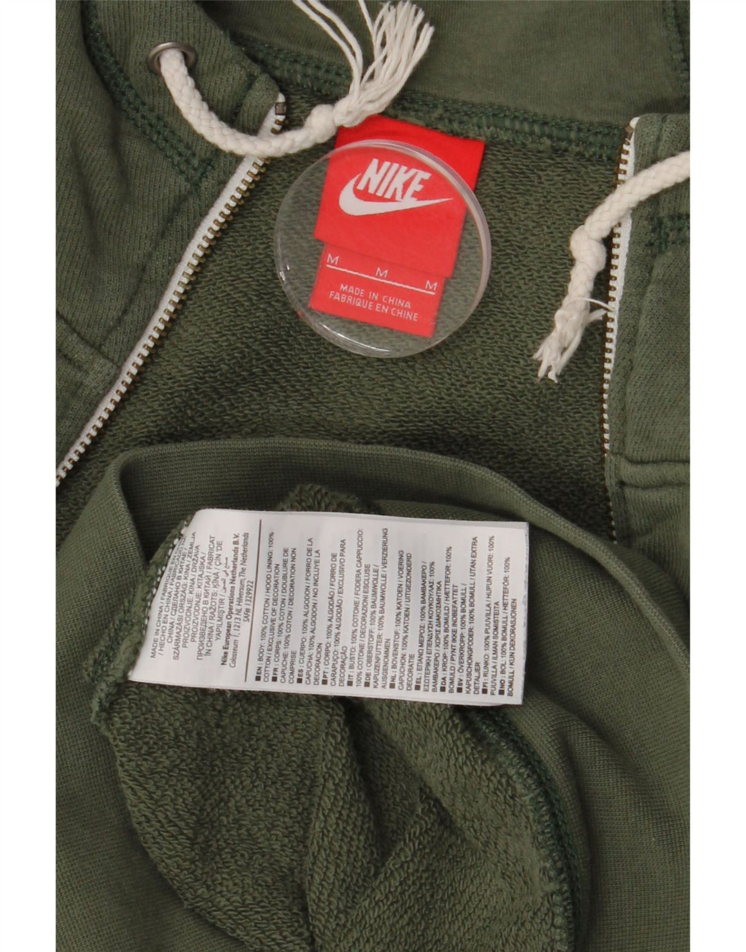 Nike Pull à capuche zippé en coton kaki moyen pour homme