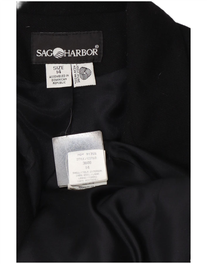 Sag Harbor Veste Blazer 1 Bouton pour Femme UK 14 Grande Laine Noire
