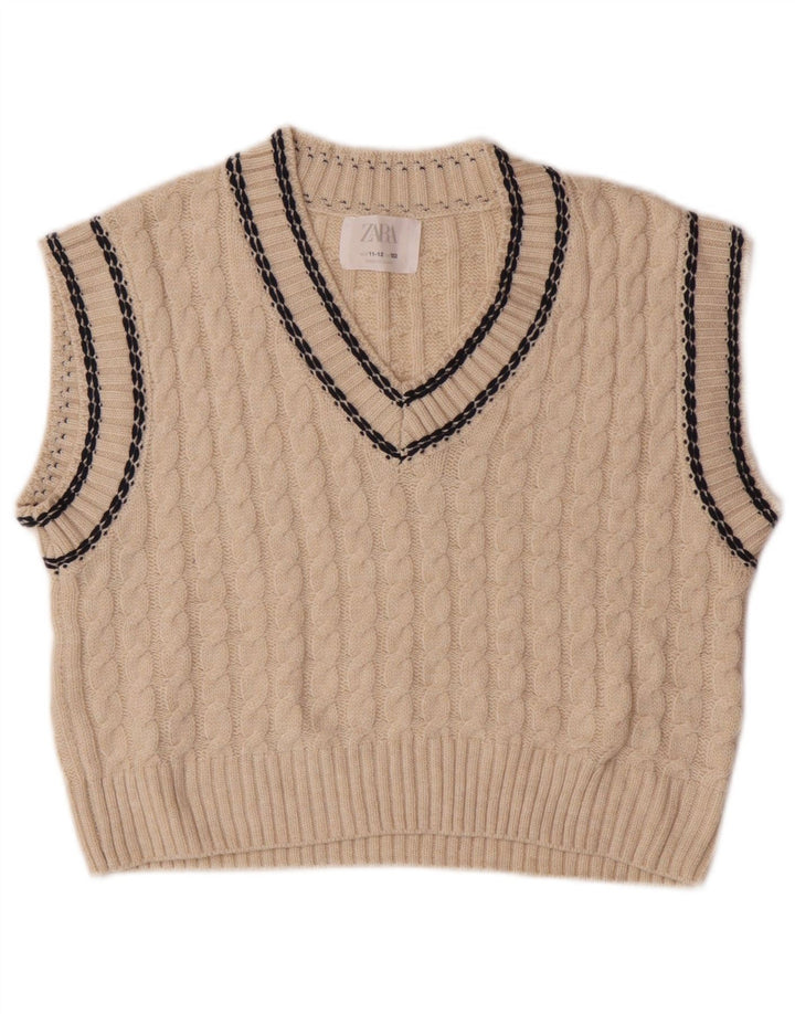 Zara Filles Gilet Débardeur 11-12 ans Blanc Cassé Polyester
