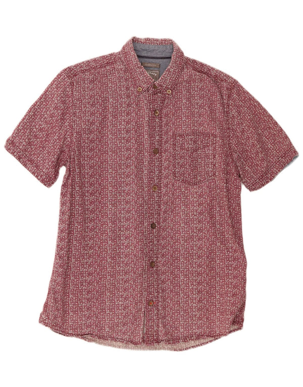 Fat Face Chemise à manches courtes pour homme Coupe classique Petit lin géométrique rouge