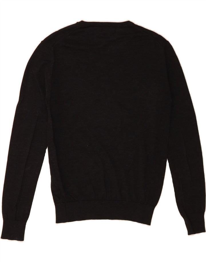 ZARA Mens V-Neck Jumper Sweater Medium Black Wool Vintage Zara and Second-Hand Zara from Messina Hembry 