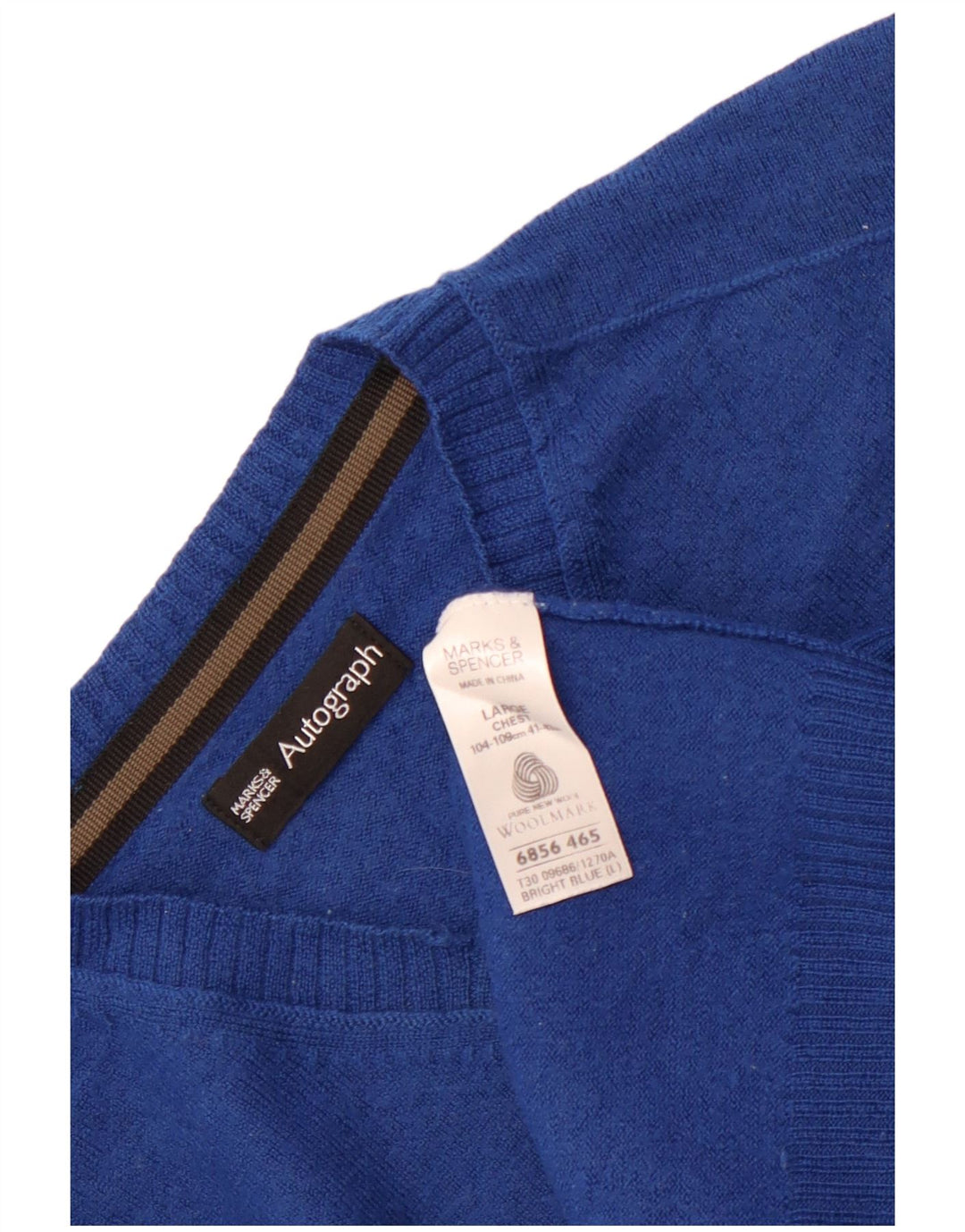 Marks & Spencer Pull autographe à col en V pour femme UK 16 Large Bleu