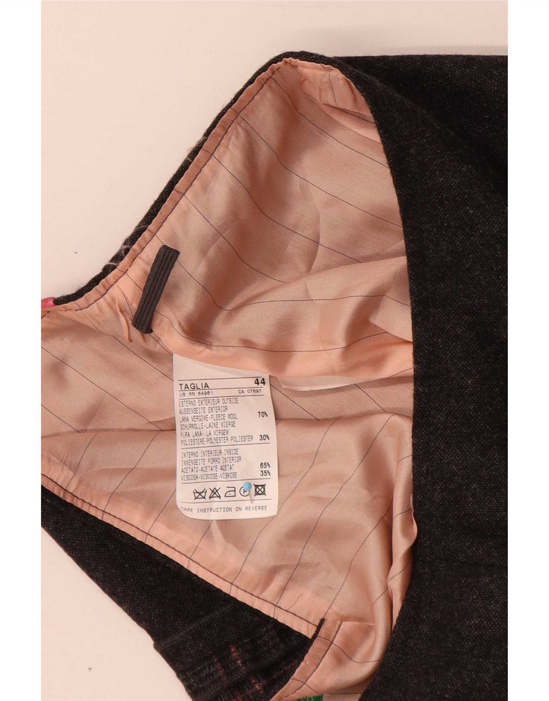 Benetton Mini Jupe Femme IT 44 Medium W30 Gris Carreaux Laine Vierge