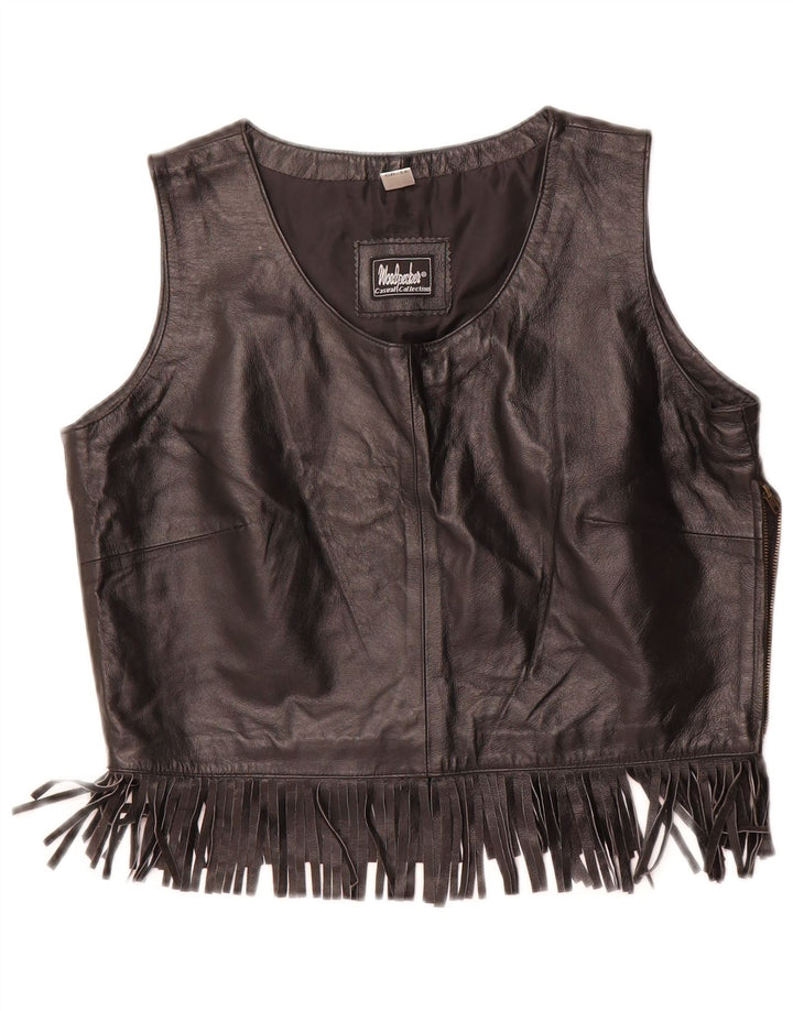 WOODPECKER Femmes Casual Collection Crop Top EU 42 Moyen Noir Cuir