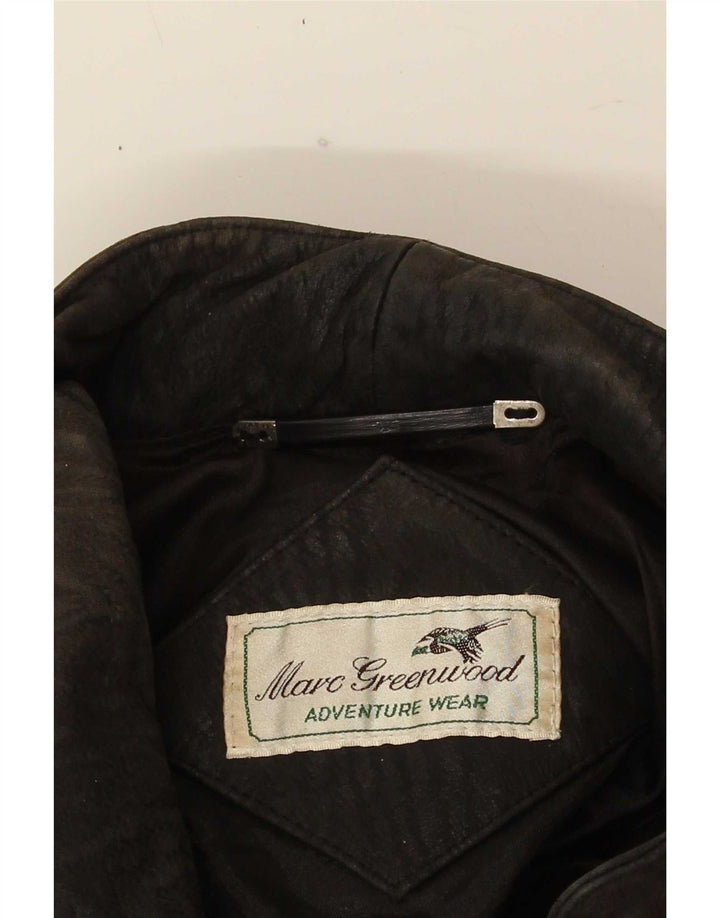 veste en cuir femme vintage UK 18 XL Noir