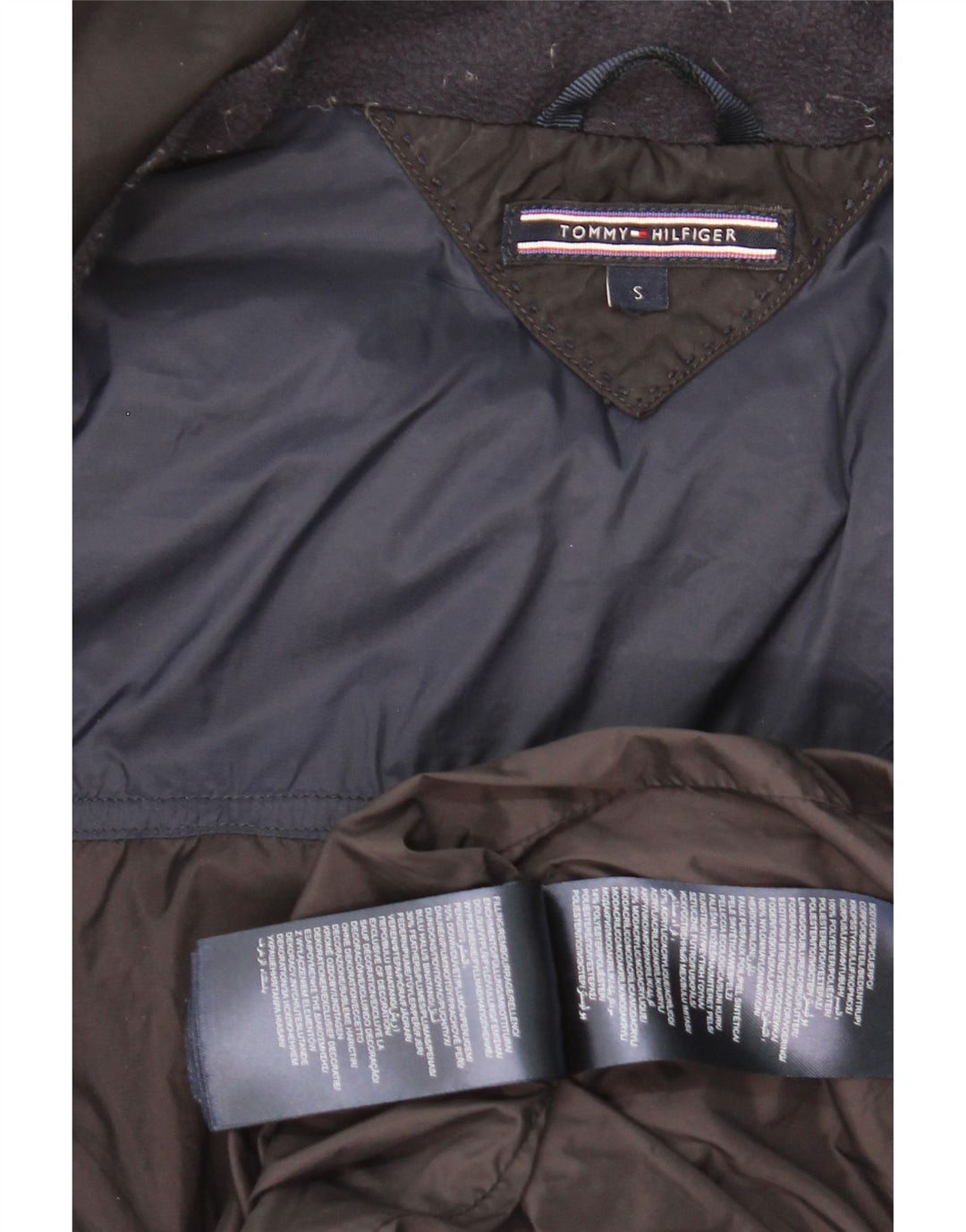 Tommy Hilfiger Manteau rembourré à capuche pour femme UK 16 Petit Noir Polyester