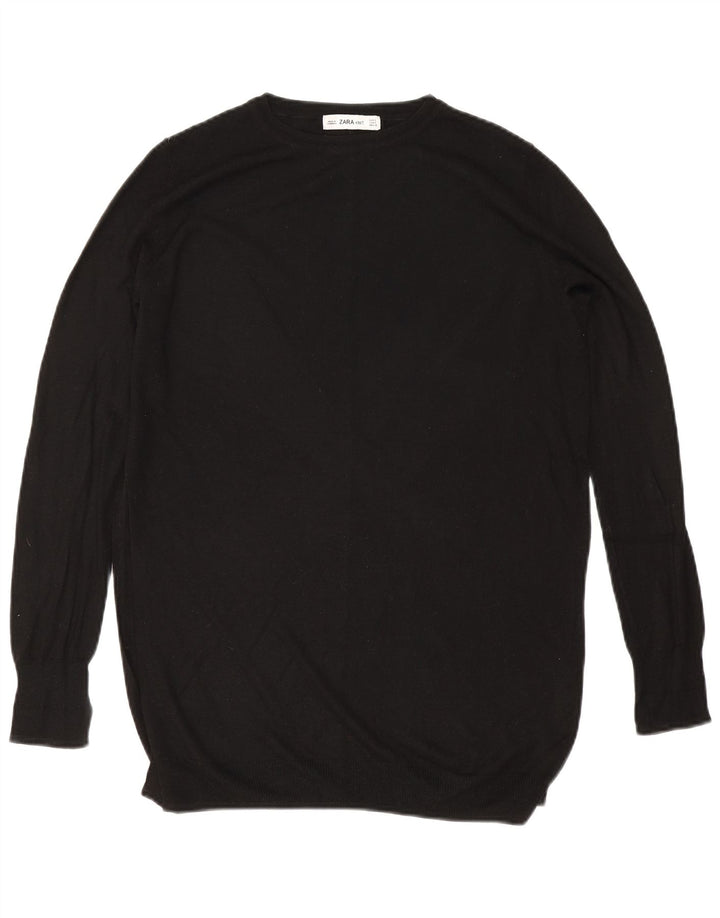 Zara Pull surdimensionné à col bateau pour femme UK 10 Petit Noir