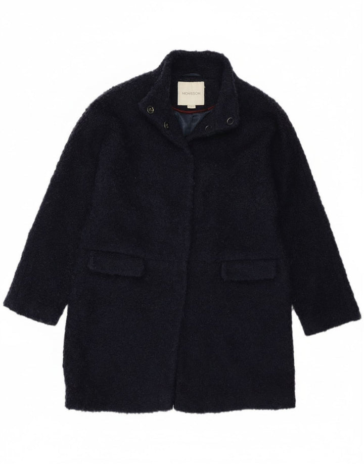 Monsoon Manteau Femme UK 12 Medium Bleu Marine Polyester