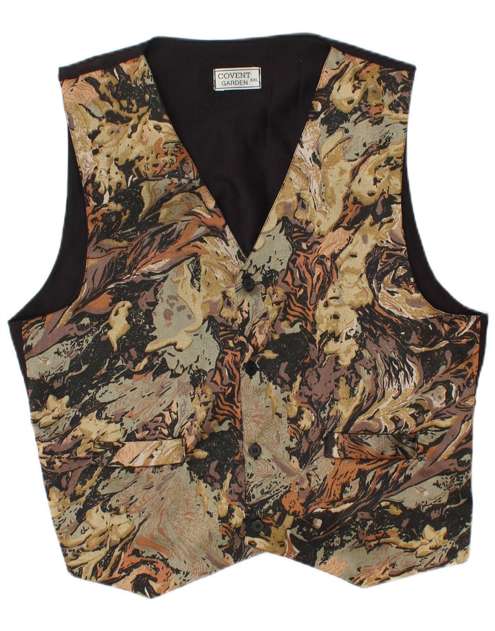 VINTAGE Gilet à motif abstrait pour homme 2XL multicolore