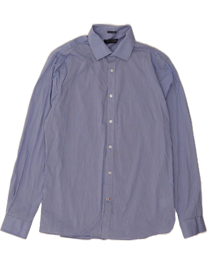 TOMMY HILFIGER Mens Shirt Size 16 1/2 Large Blue Check Cotton Vintage Tommy Hilfiger and Second-Hand Tommy Hilfiger from Messina Hembry 