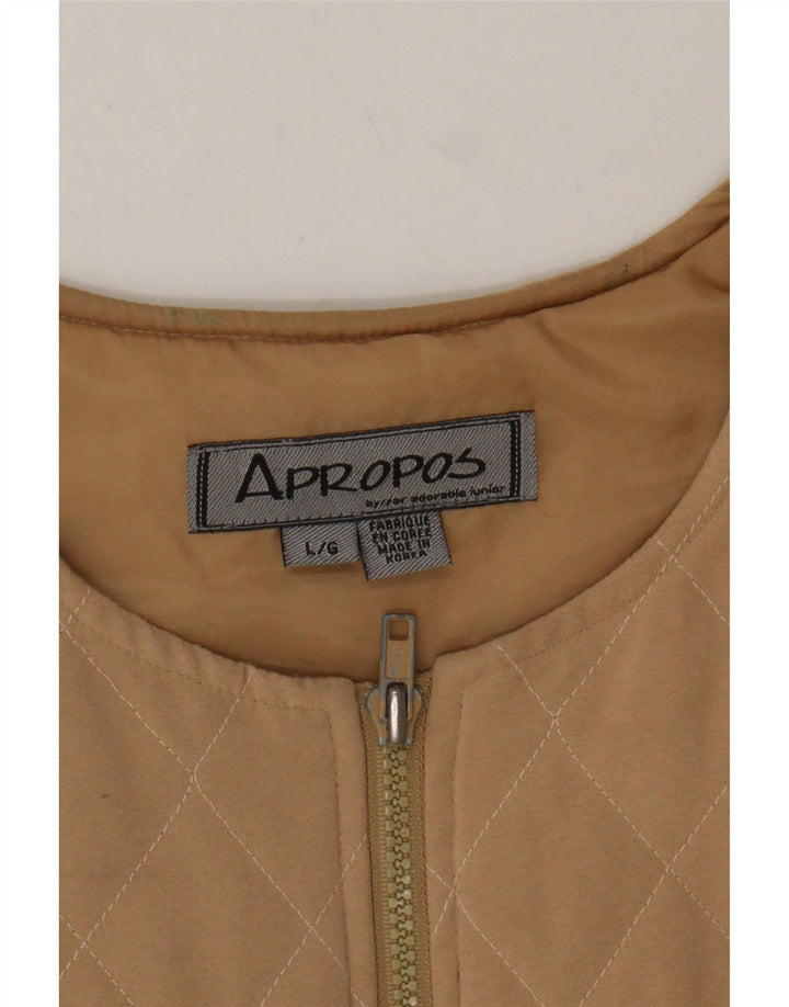 VINTAGE Womens Quilted Gilet UK 16 Large Beige Polyester Vintage Vintage and Second-Hand Vintage from Messina Hembry 