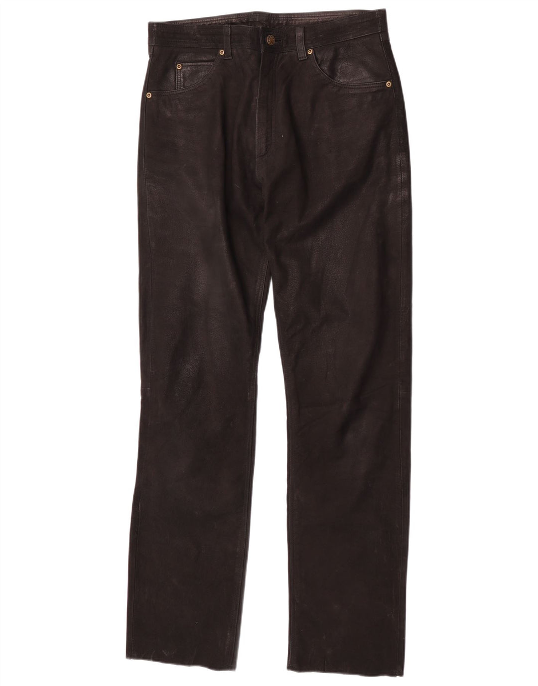Pantalon droit en cuir Vintage pour hommes W30 L32 noir