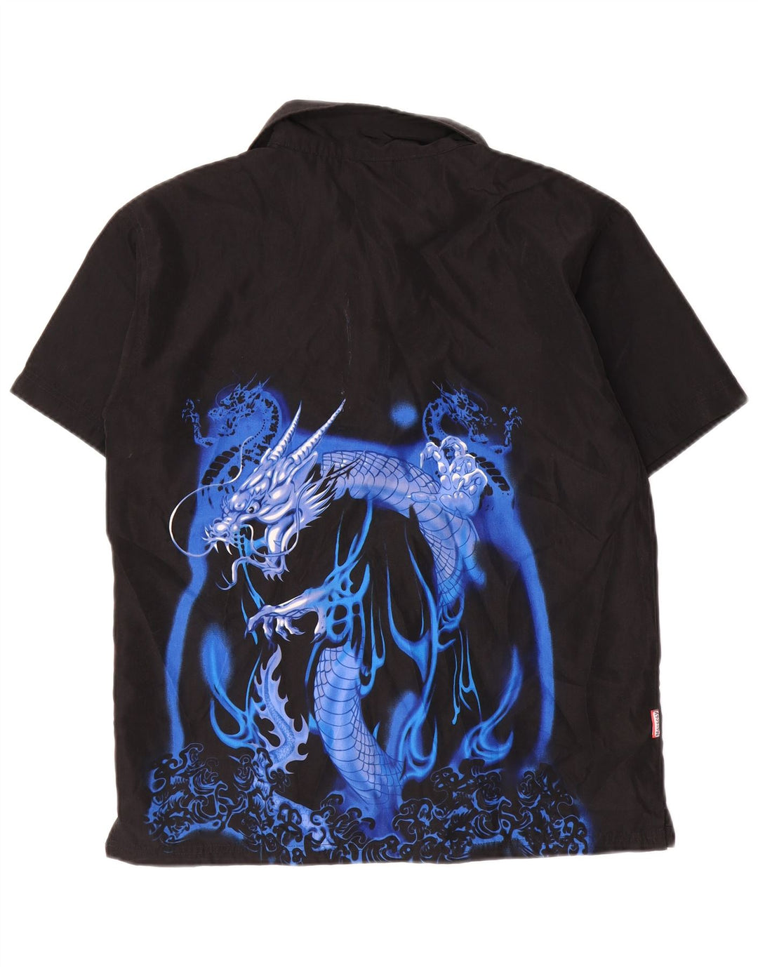 Chemise Graphique à Manches Courtes Garçon Vintage 15-16 ans Noir Polyester