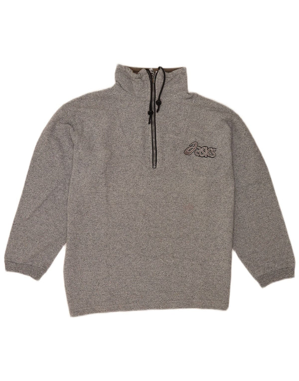 Asics Sweat-shirt graphique à col zippé pour homme Petit gris chiné en coton