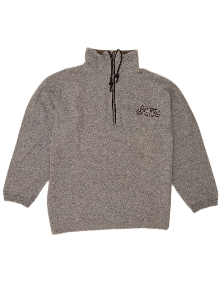 Asics Sweat-shirt graphique à col zippé pour homme Petit gris chiné en coton