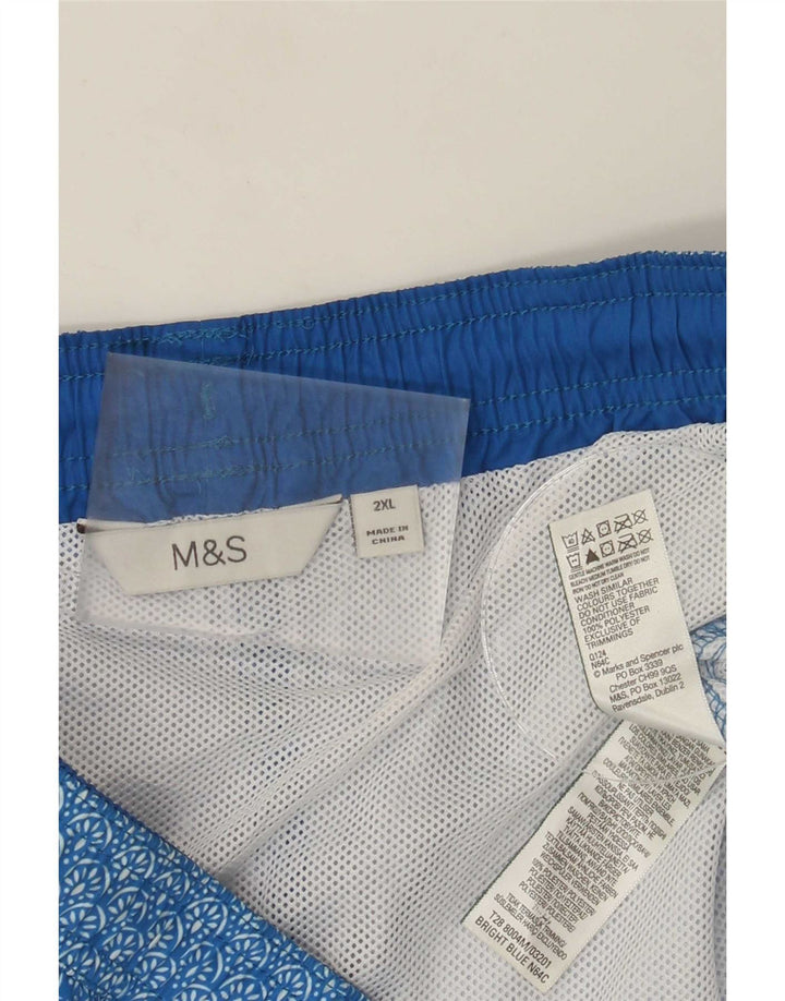 Marks & Spencer Short de bain pour homme 2XL Bleu Floral Polyester