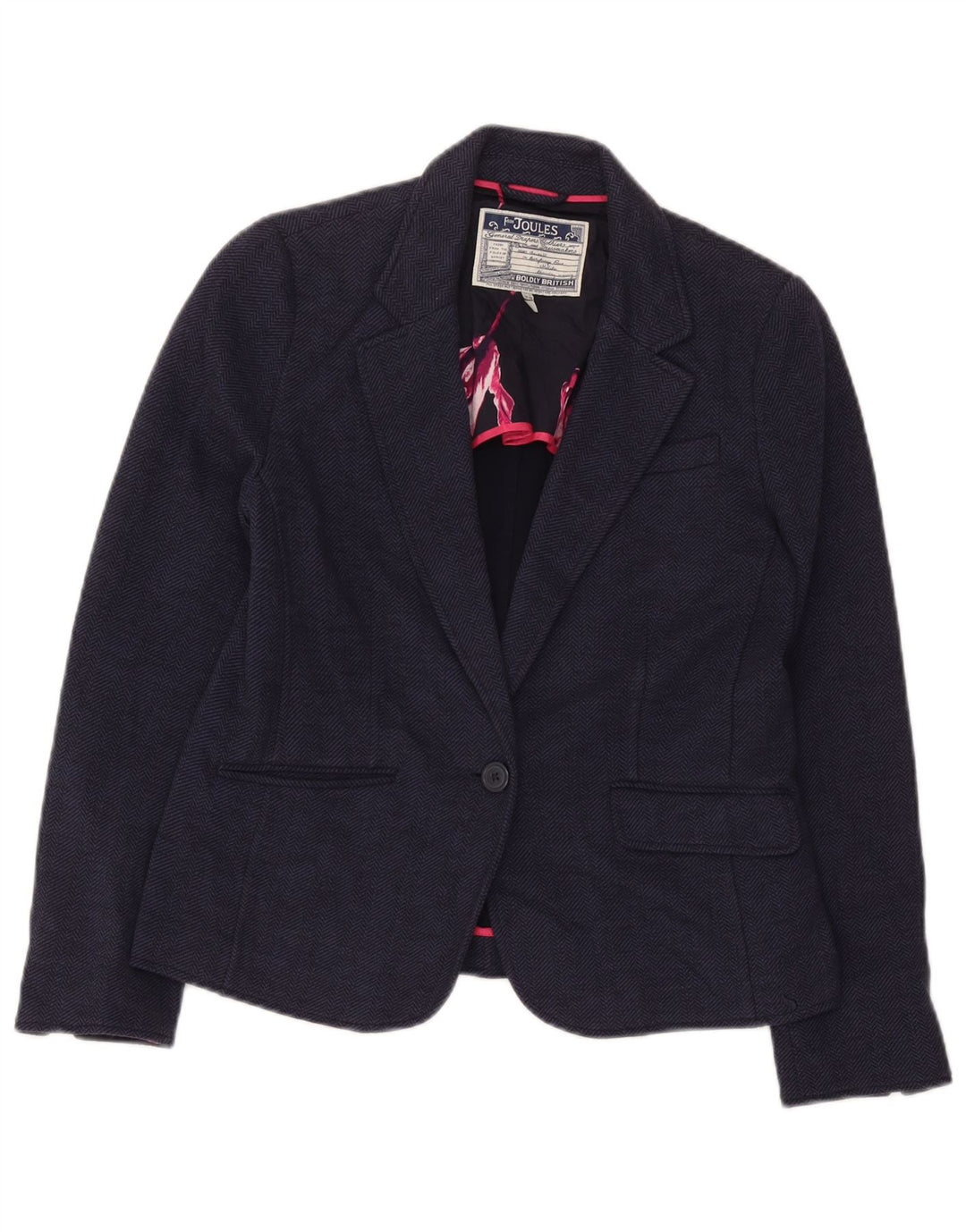 Joules Veste blazer à 1 bouton pour femme UK 14 Grand chevrons bleu marine