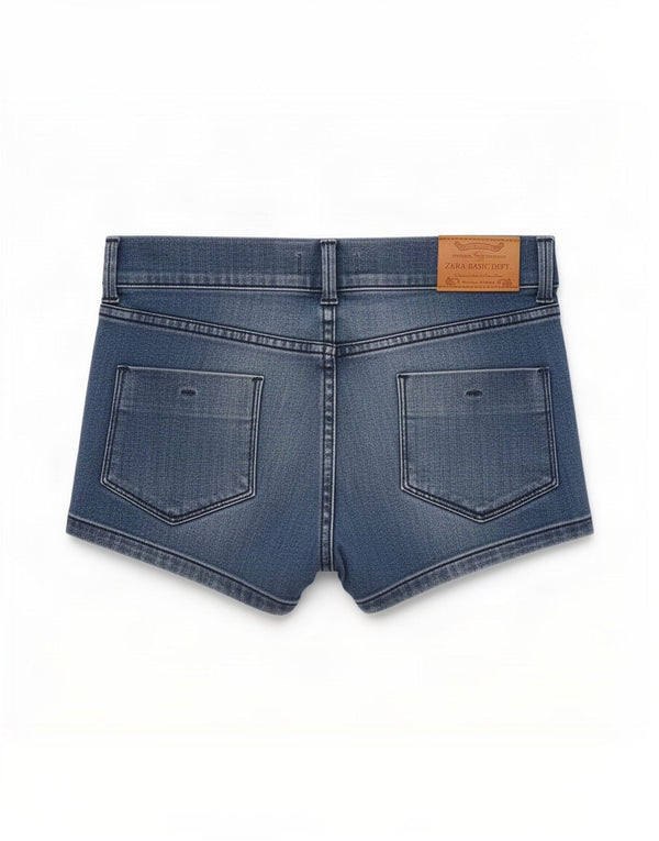 Zara Short en jean pour femme EU 38 Small W28 Bleu Coton