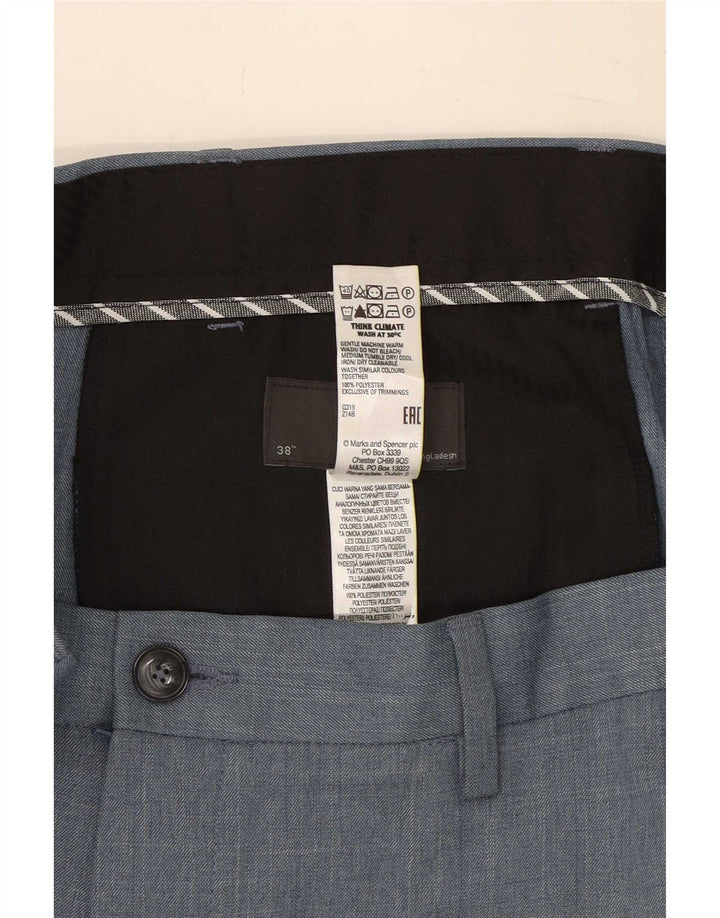 Marks & Spencer Pantalon Chino Regular Homme W38 L33 Bleu Polyester