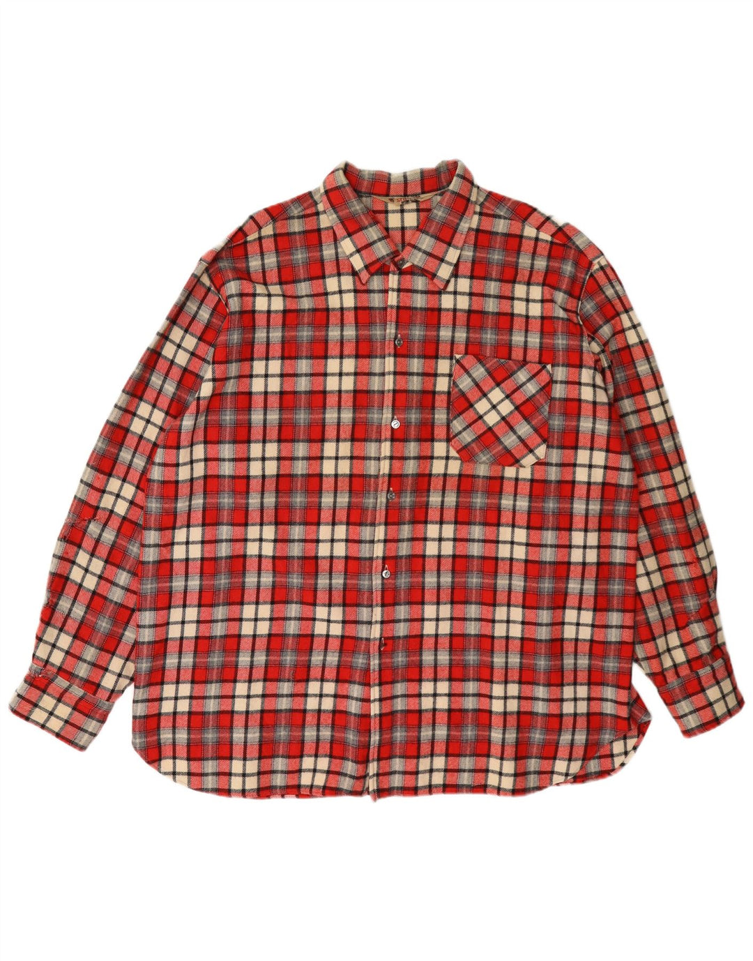 vintage Chemise en flanelle homme XL Laine à carreaux rouges