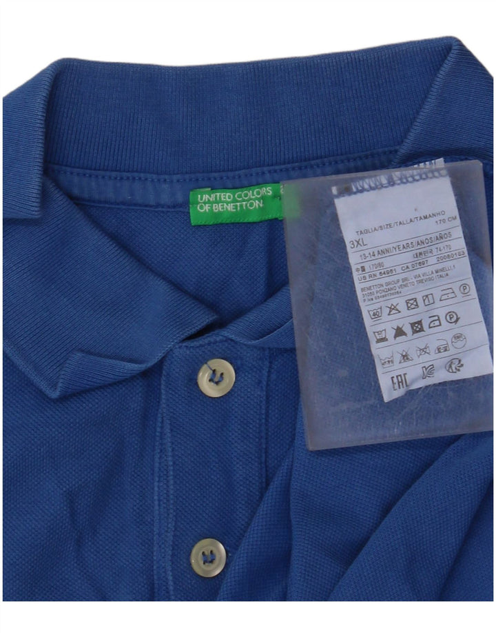 BENETTON Polo Garçon 13-14 ans 3XL Bleu Coton