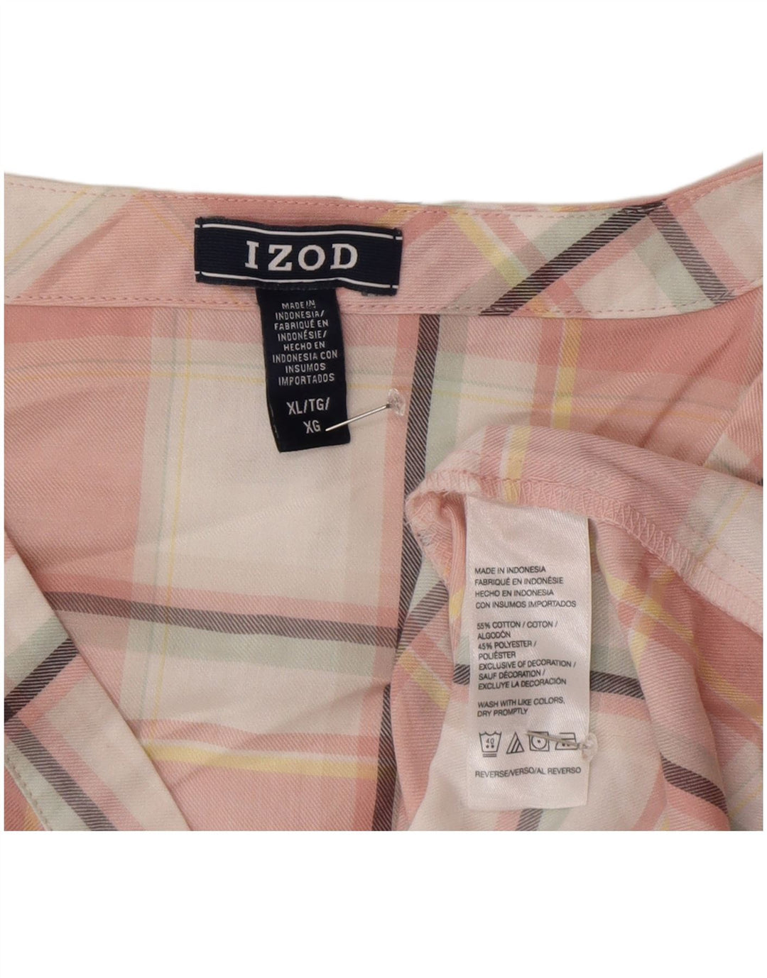 Izod Chemisier surdimensionné à manches 3/4 pour femme UK 18 XL à carreaux roses