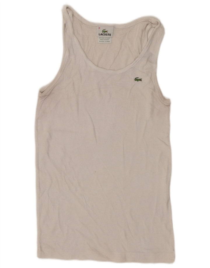 Lacoste Femme Débardeur Taille 38 Moyen Blanc Coton