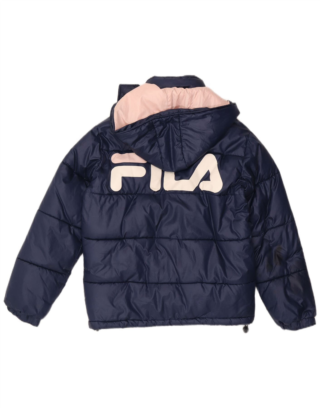 Fila Veste matelassée graphique surdimensionnée pour femme UK 6 XS Bleu marine Polyester