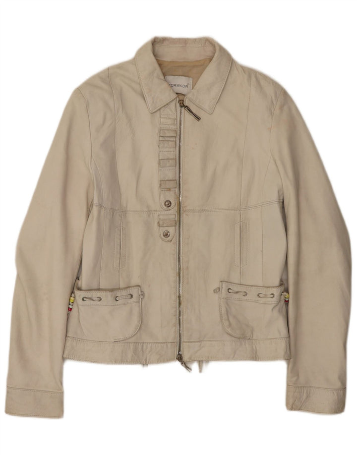 Kor@Kor Veste en cuir pour femme IT 48 XL Cuir blanc cassé