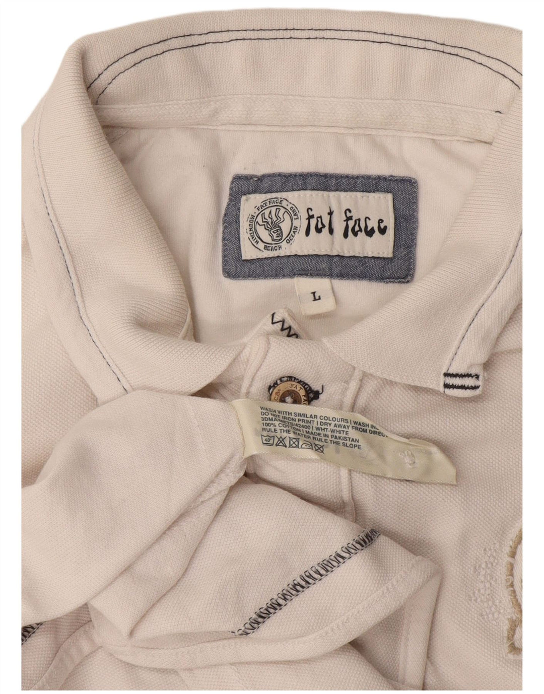 Fat Face Polo Graphique Homme Grand Blanc Coton